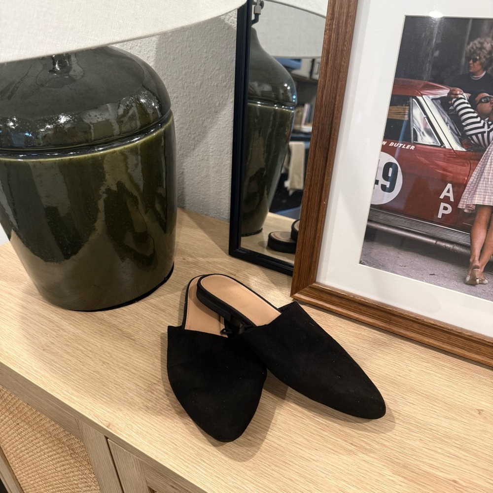 Old Navy Black Suede Mules